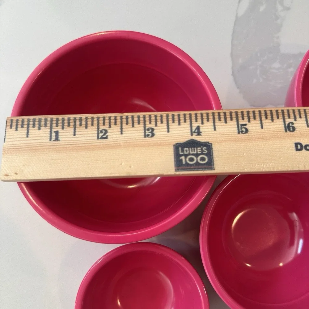 Sur La Table Fuchsia Pink Melamine Nesting Prep Bowls & Measuring Cups Set Of 5